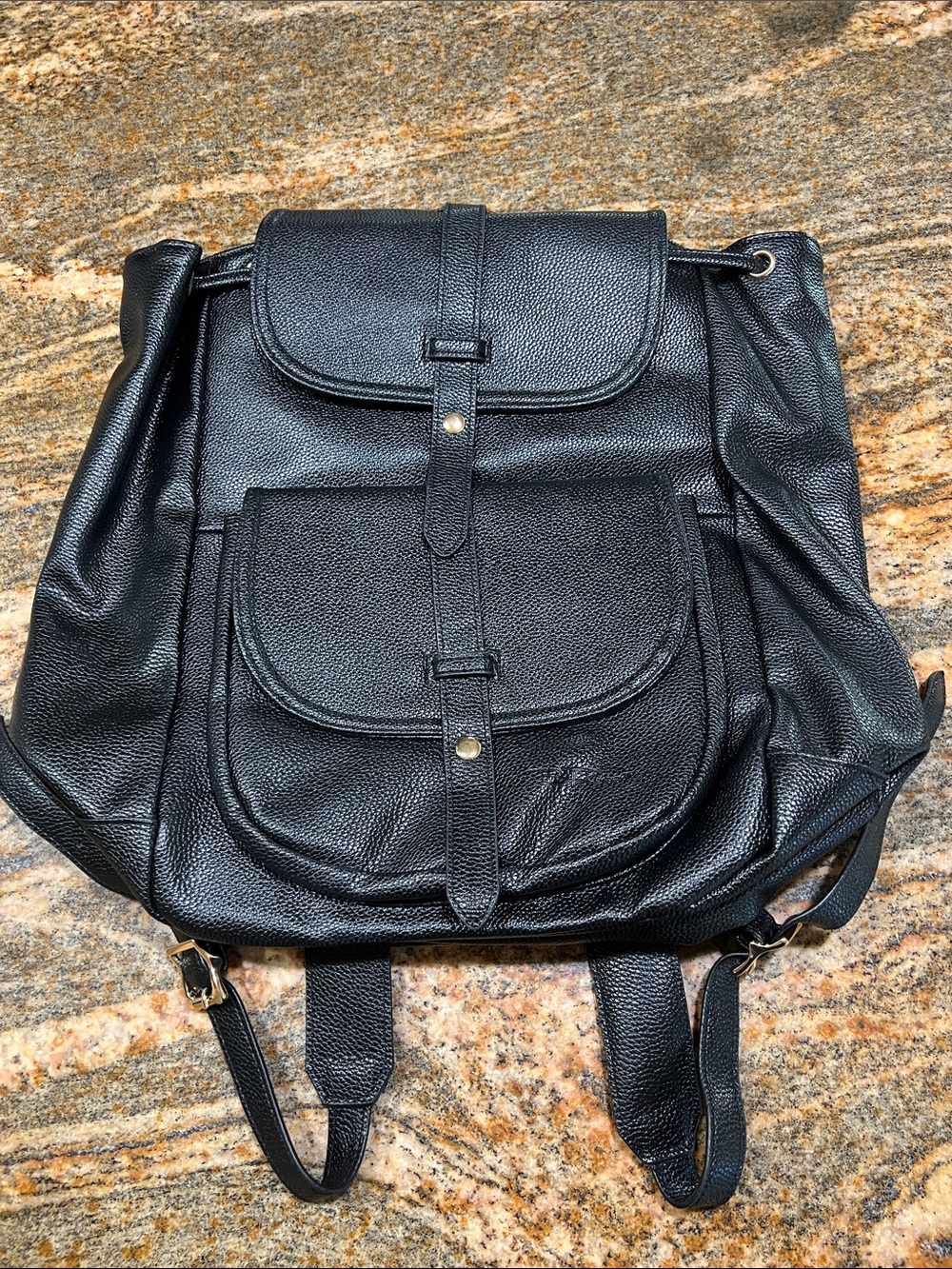 Bella Russo Classic Black Leatherette Women's Backpack